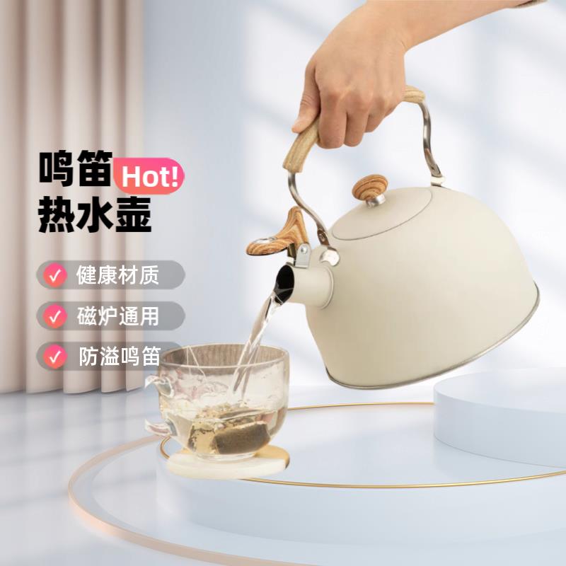2024新款户外大容量瓦斯燃气烧水壶鸣笛壶不锈钢煮水泡茶