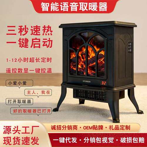 3D仿真智能语音壁炉家用卧室速热取暖器小型低耗电冬季暖节能风炉