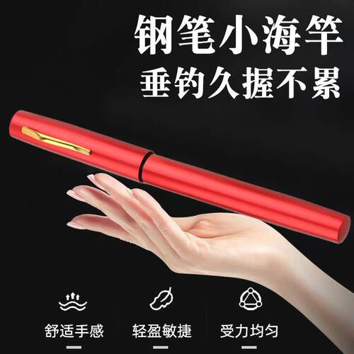 小物钓迷你袖珍钢笔小海竿超轻新款抛竿甩竿短节钓鱼竿路亚竿套装