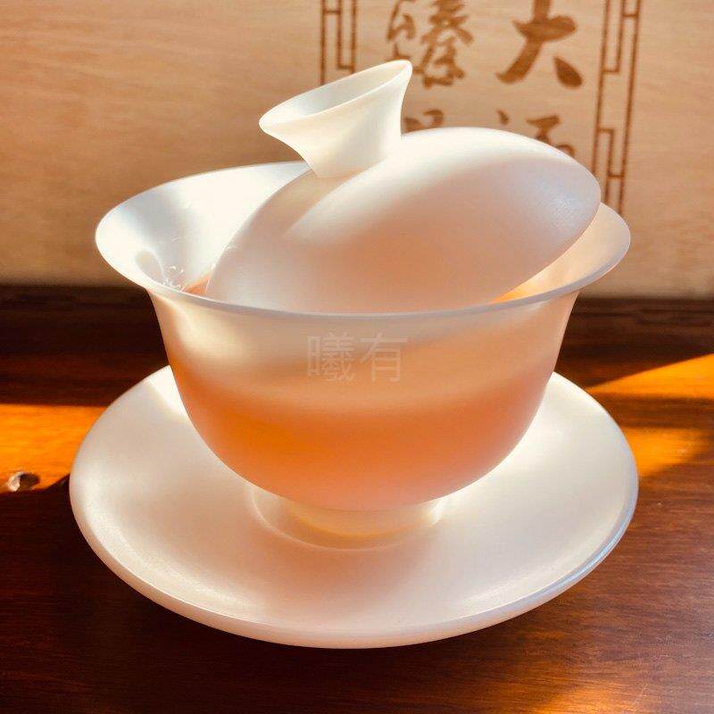德化羊肉肥玉白瓷上等瘦身三彩盖碗茶杯茶碗上等功夫茶具单户