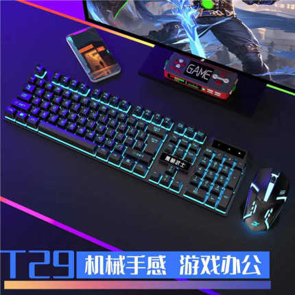 昭音键盘鼠标套装机械手感台式机笔记本通用电脑有线键鼠USB发光