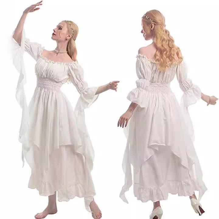 Halloween cosplay revival dress万圣节连衣裙捆绑束腰宫廷风长