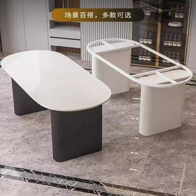 吧金支属奶支油风椭圆波浪形单边桌子腿RAB餐桌岛台支架台撑柱桌