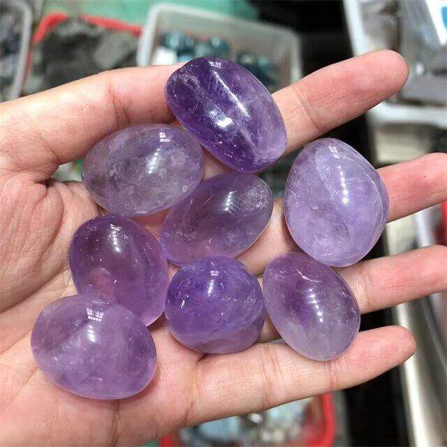 厂家供应紫水晶把玩摆件消磁装饰供佛紫水晶原石碎石