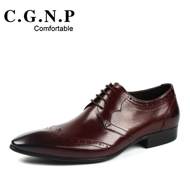 高档村哥牛皮男商务装士正皮鞋男皮英伦真系带透气尖头单鞋子潮流