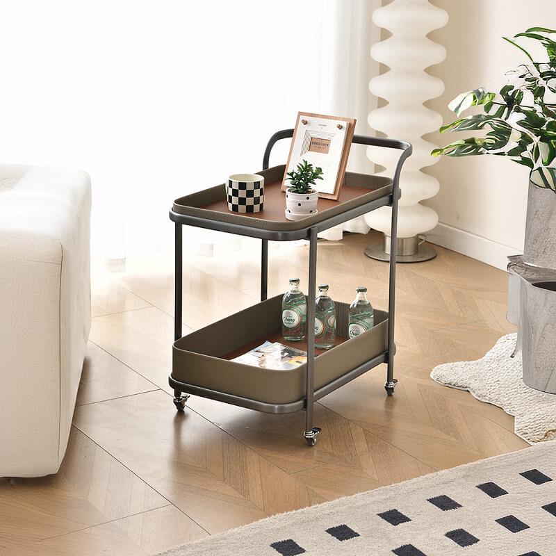 my202物4新款红马鞍皮网移动沙发边几客家用小推车置架茶几JGH床