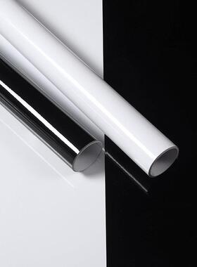 白色亮面烤漆贴纸黑色防水家具翻新衣柜橱柜贴纸自粘墙纸壁纸墙贴