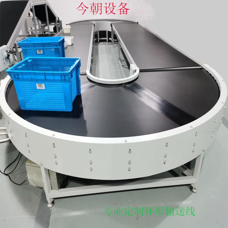 环形皮带输送机180°转弯机小型物流医药分拣平行循环包装流水线