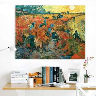 红葡萄园Van 饰画书房挂画餐厅无框墙画 Gogh梵高印象派油画客厅装