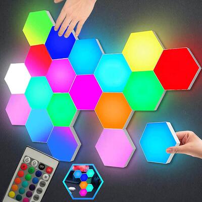 RGB LED Quantum Lamp Hexagon Light Touch Sensor RGBW LED Wal