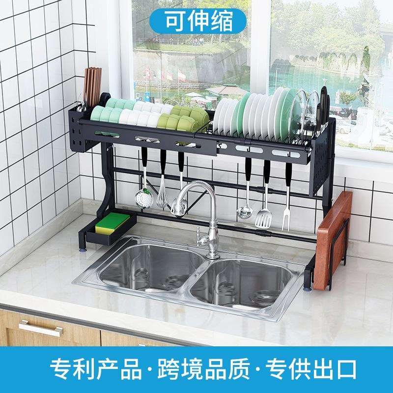 不锈钢伸缩水槽收纳架水池放碗架沥水碟架厨具厨房置物架新中式