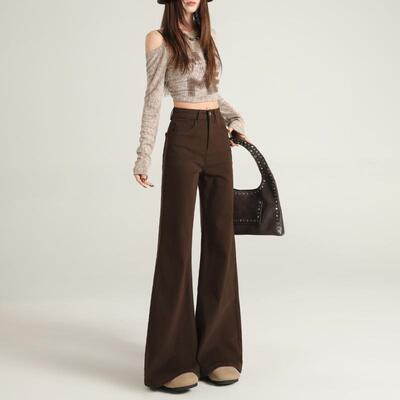 高腰不贴腿微喇牛仔裤女2026春季新款休闲复古显瘦宽松喇叭阔腿裤