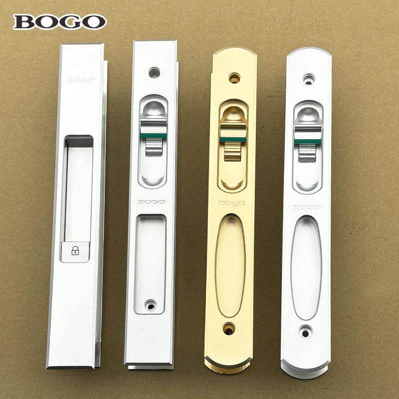 bogo宝高老式铝合金拉门锁凹面锁移门凹弧阳台门锁具条形双面锁