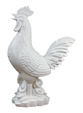 白色陶瓷公鸡摆件大号描金吉祥物客厅卧室衣柜工艺品招财镇宅化解