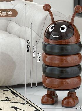 LV新款家用毛毛虫垃圾桶高颜带盖客厅DMB值卧0创室2025大容量意卡