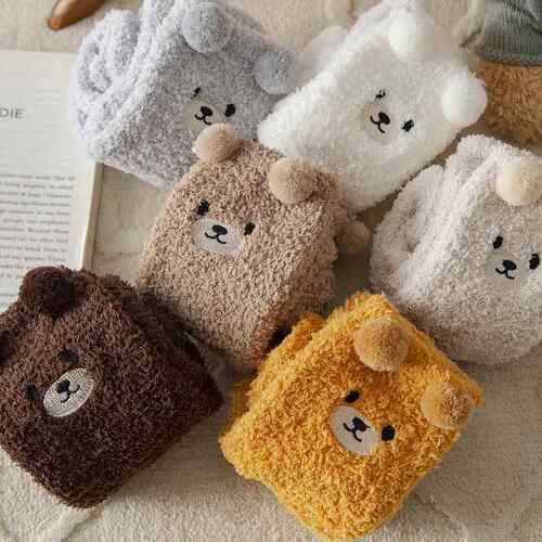 6 Pairs Women's Winter Thick Plush Cute Cartoon Tube Socks