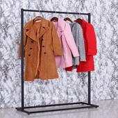 中岛架单杠侧挂架 店男女儿童货架展示架落地式 新款 铁艺衣架杆服装