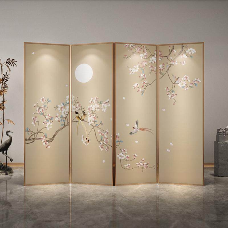 铝合金中式屏风隔断客厅玄关卧室遮挡家用折叠移动折屏入户不锈钢