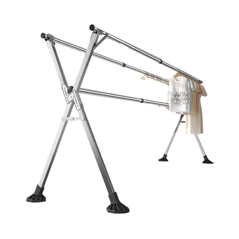 型伸缩晾衣架晒落地杆式大脚架防风被凉家用折叠室外x阳台室内
