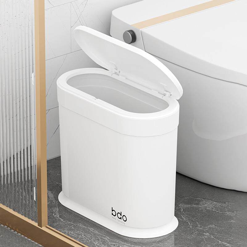 家用椭圆形按压式弹盖垃圾桶卫生间夹缝塑料桶分类收纳纸篓家用桶