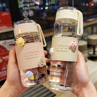 新款玻璃杯耐热便携男女便携式办公室泡茶水杯带杯套高颜值杯子