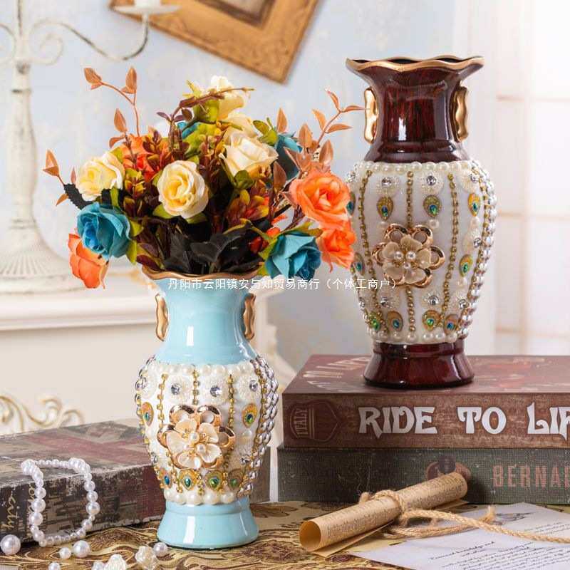 欧式创意陶瓷花瓶花插干花花家居客厅电视柜装饰品摆件木纹黄,家居饰品,花瓶,淘宝优惠券,粉丝福利购,淘宝优惠卷