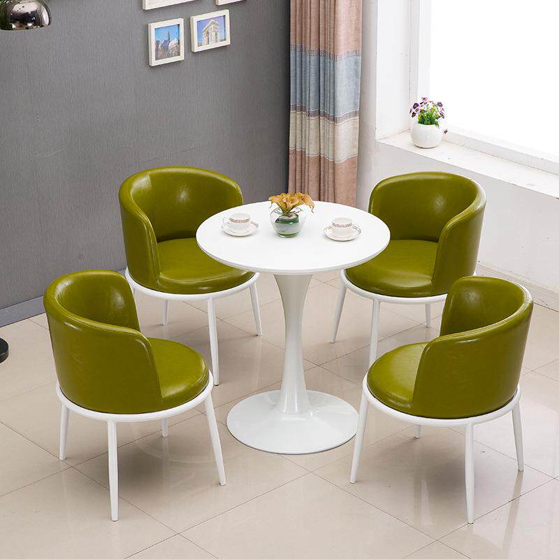 奶茶店白色脚圆桌椅组合待洽谈接桌椅休闲会客桌椅西餐厅啡易小圆