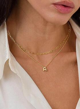 Dainty Mini Bubble Letter Necklace Gold Plated Balloon Initi