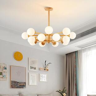 北欧客厅吊灯简约现代大气家用日式 实木卧室书房魔豆灯原木风灯具