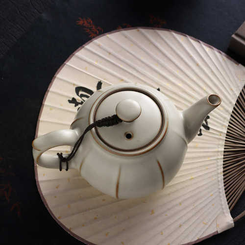 汝窑茶壶陶瓷茶具小号茶壶开片汝瓷功夫红茶泡茶器单个壶西施家用