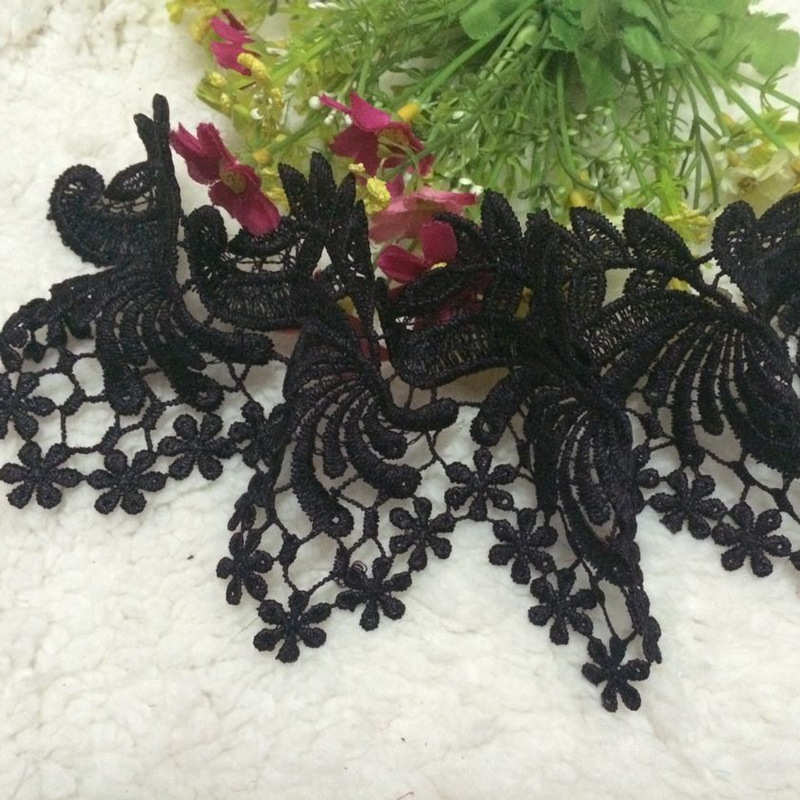 花边厂家2015新款黑色刺绣水溶花边面料 窗帘花边 现货供应