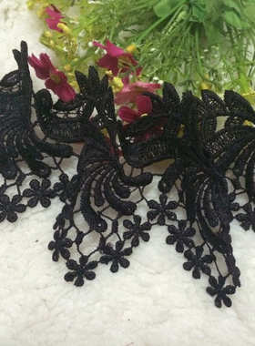 花边厂家2015新款黑色刺绣水溶花边面料 窗帘花边 现货供应