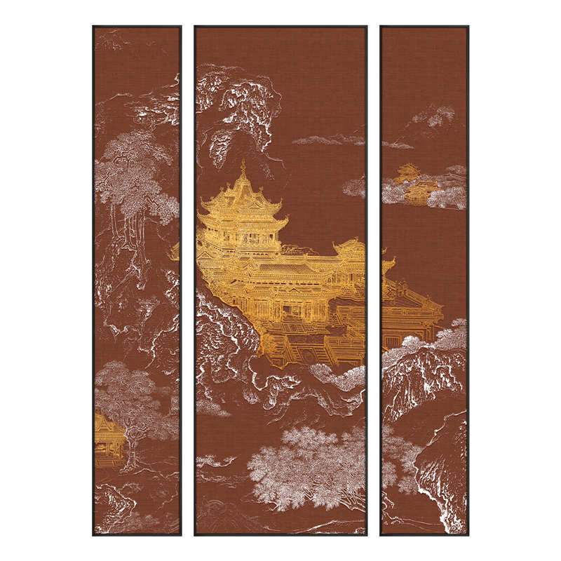 组合挂画会所中式浮雕背景客厅高端大堂立体装饰画新壁画别墅大气图片