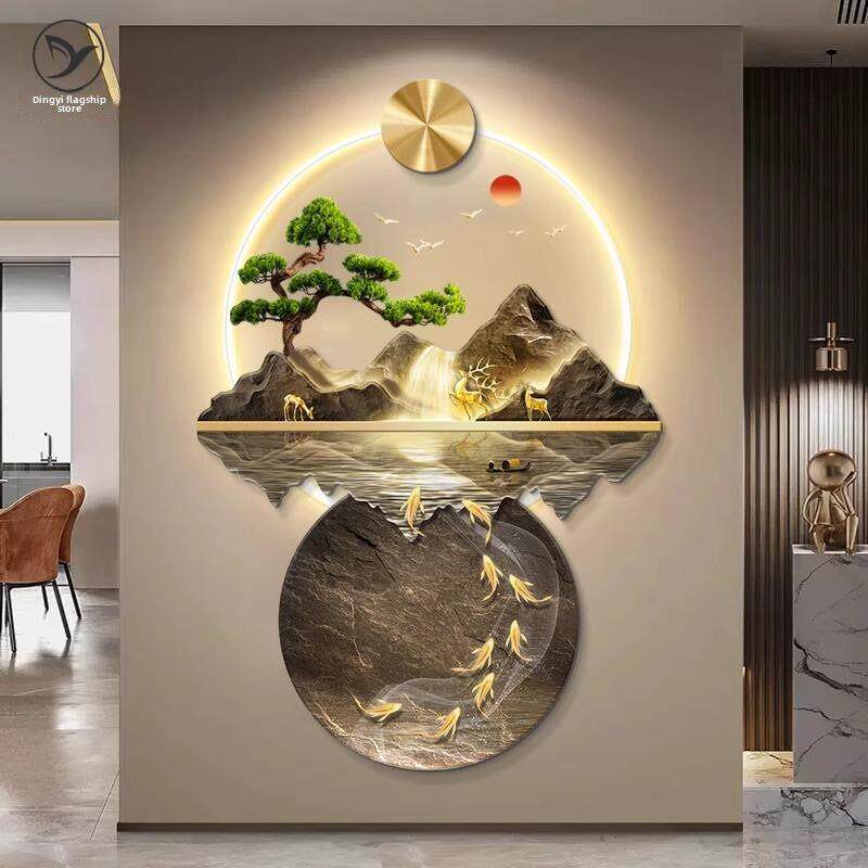 流水OGX财富、光画背厅堂、装饰、入口画画、对门画、客厅壁、山
