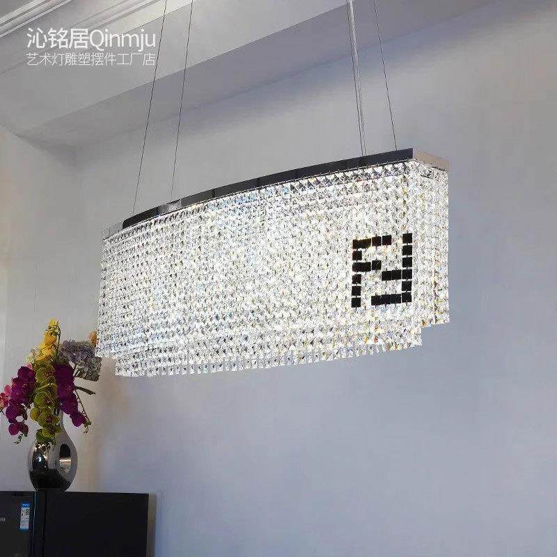 长方形水晶艺术创意吊灯 客厅餐厅吧台灯饰楼梯灯具led长吊灯圆形