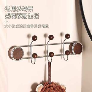 吸盘挂钩门后一排免打孔强力承重双层挂衣架厨房浴室无痕排钩粘钩