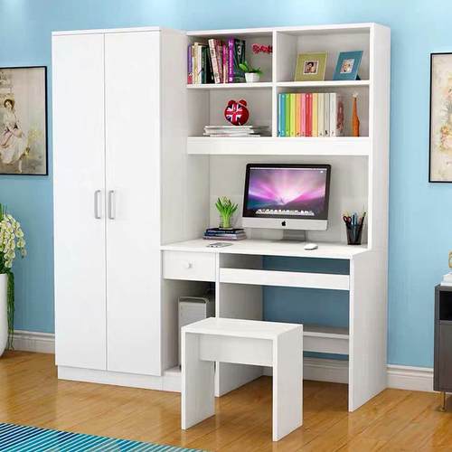 电脑桌带衣能EZZ柜代简现多功组合书约架学生写字台一体连体书桌