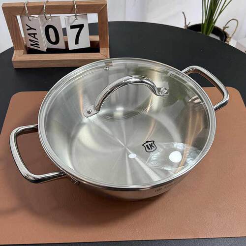 24~26一体成型加厚覆合304干锅小火锅汤锅面条海鲜锅燃气电磁炉