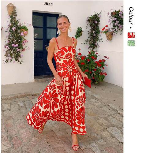 Women ' s Floral Print Cami Dress , Casual Boho Chic Sleevel