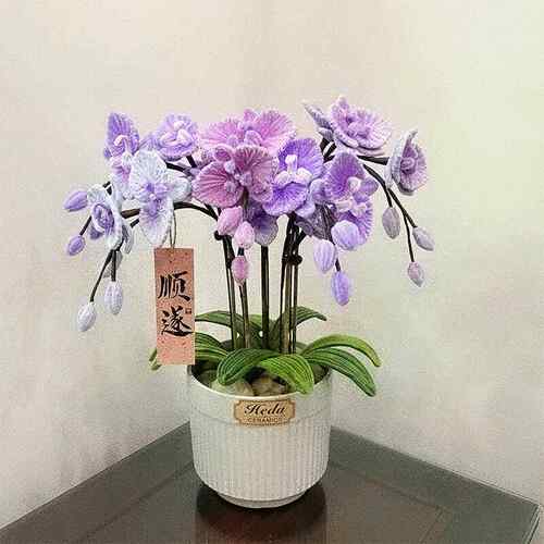 扭扭棒蝴蝶兰花瓶花束手工diy材料包室内装饰摆件送朋友乔迁礼物