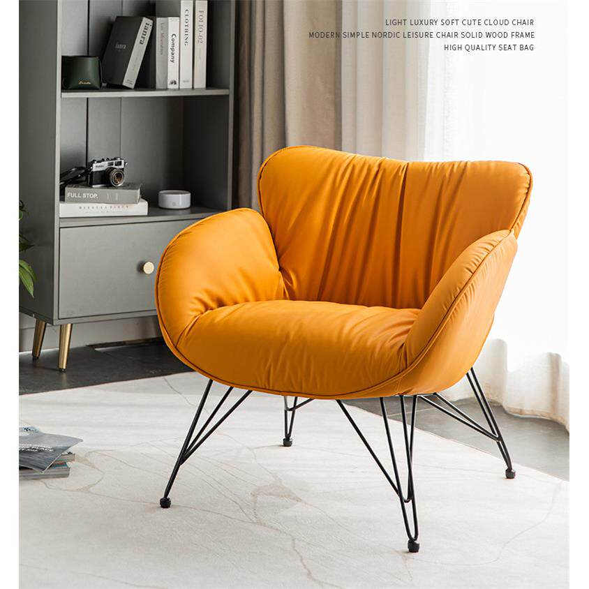 单人沙发椅意式极简轻奢小户型现代卧室阳台客厅铁艺休闲懒人沙发