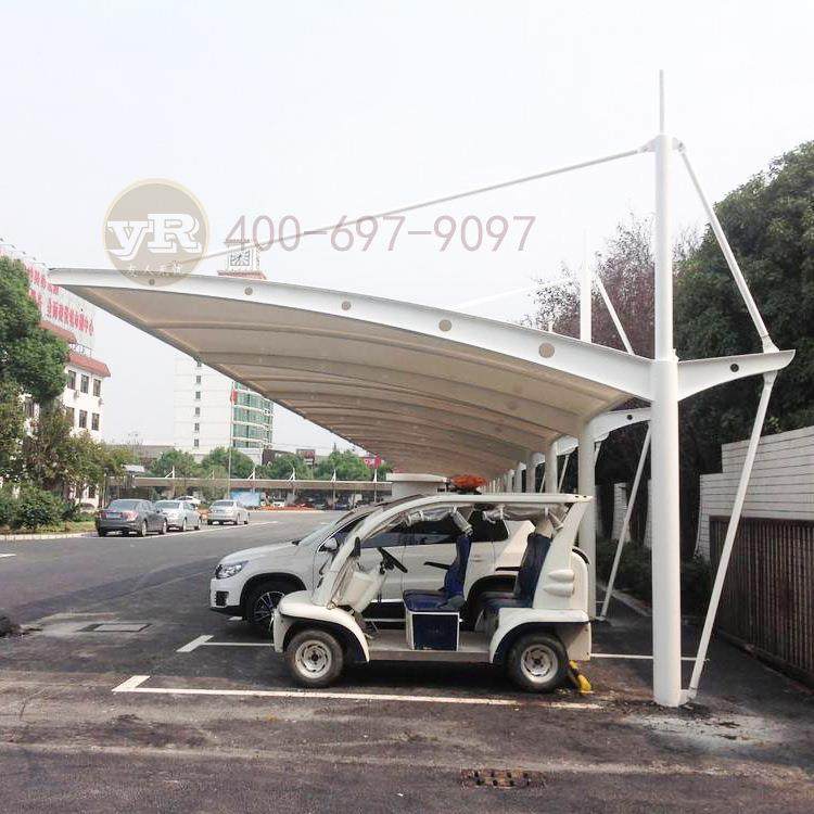 小区膜结构停车棚材料防水充电桩雨棚张拉膜汽车遮阳棚钢梁加工