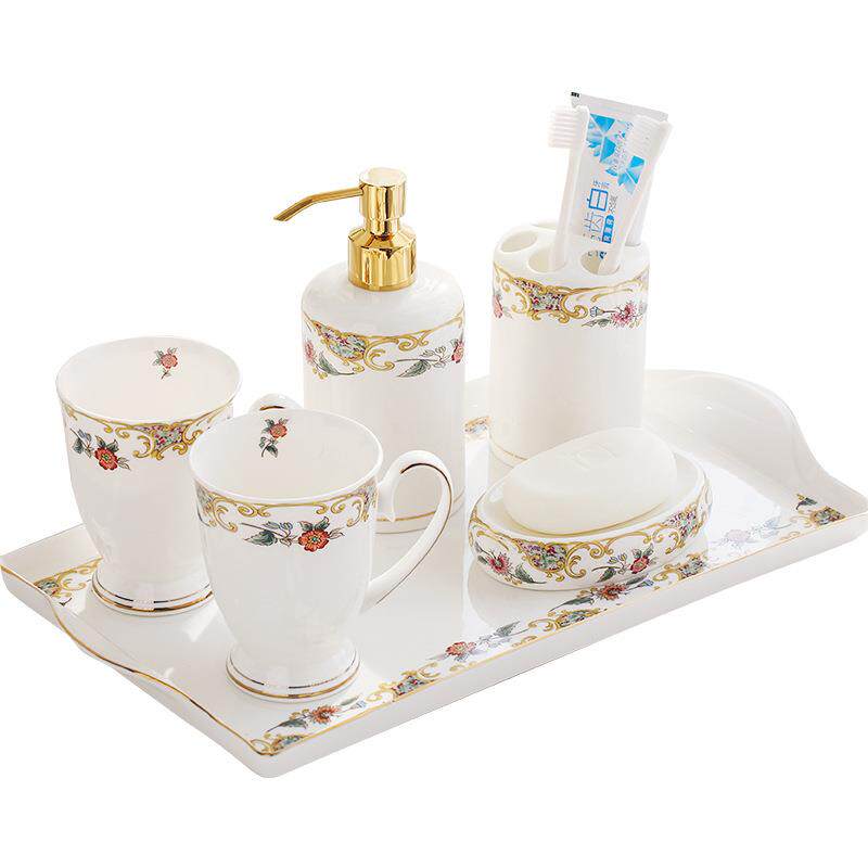 新款直销WBZ7轻奢欧式结婚卫浴五件套浴室用品牙刷刷牙具卫生间漱