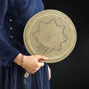 扇子 纳凉儿童宝宝驱蚊老式 天然草编中国风 夏季 纯手工编织蒲草扇