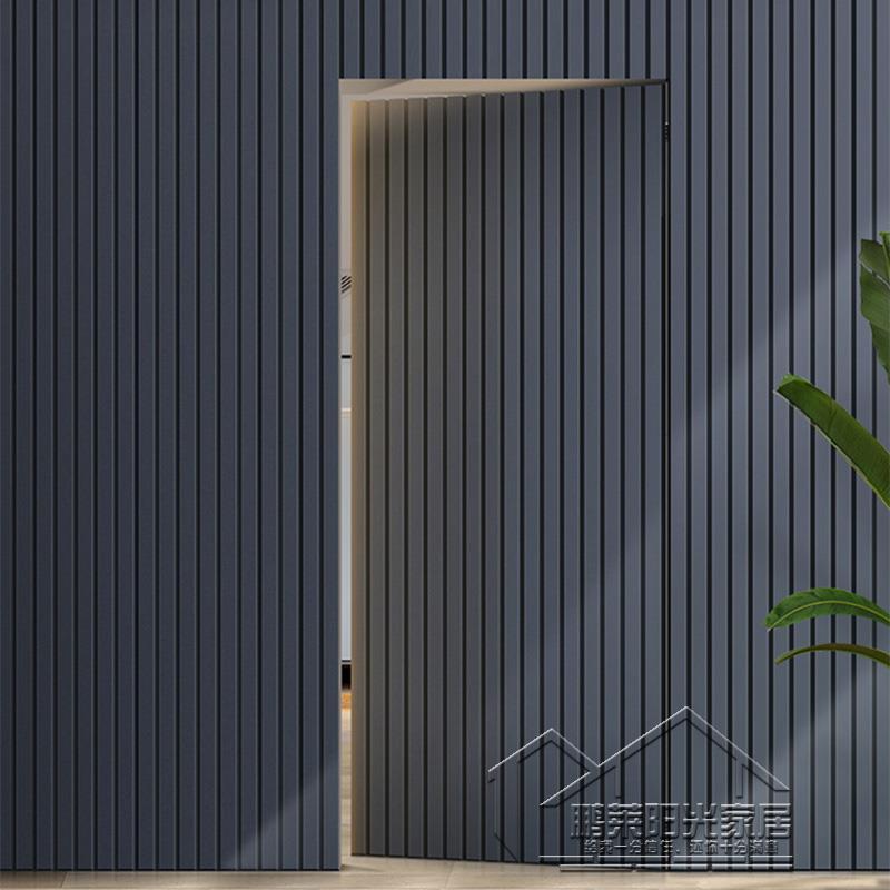 外平内开极窄隐形门隐藏无框铝木卧室门墙一体极简格栅通顶暗木门