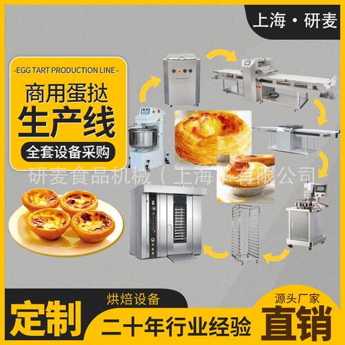全自动蛋挞生产线商用食品厂起酥机切形机大型蛋挞加工设备一站式