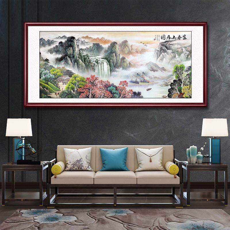西客墙厅景挂画69758206沙背墙发装饰国画源远流长山水画聚宝盆办