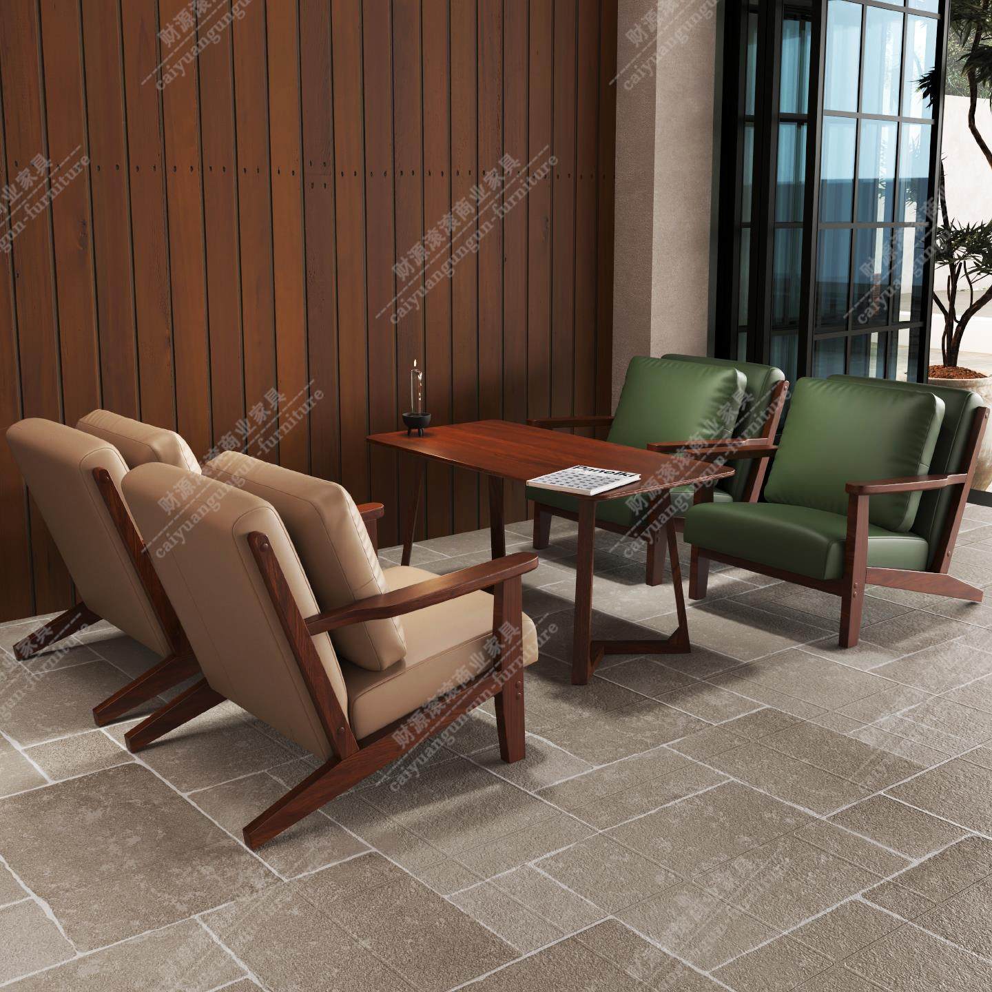 需定制复古咖啡厅奶茶店桌椅组合休闲甜品酒店民宿卧室接待洽谈沙