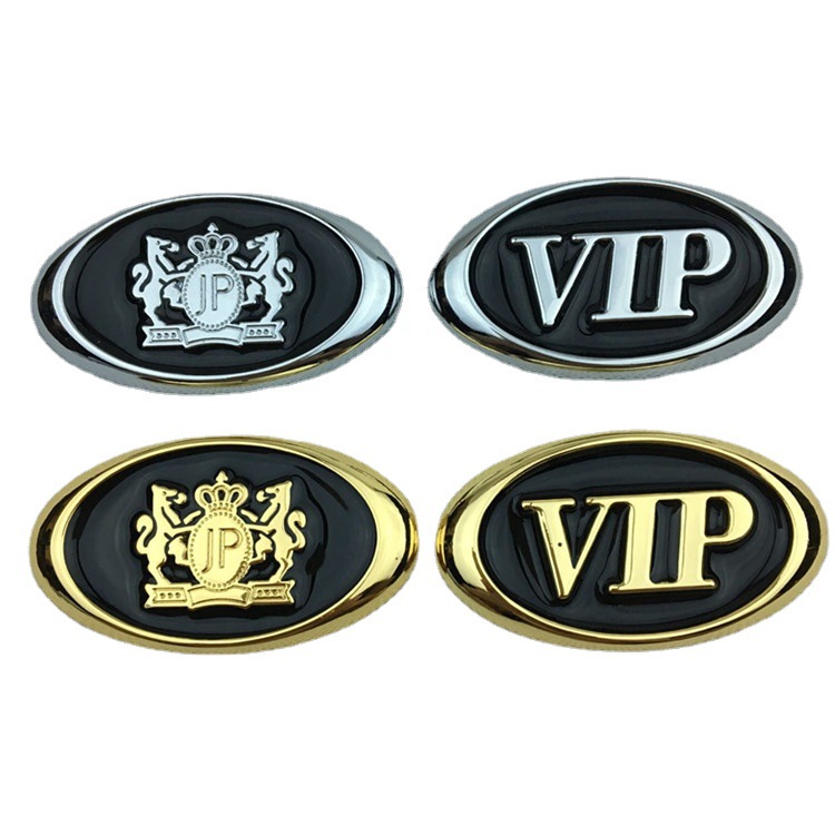 新款JP车贴VIP汽车侧标金属车标3d立体个性创意遮档刮痕改装贴标
