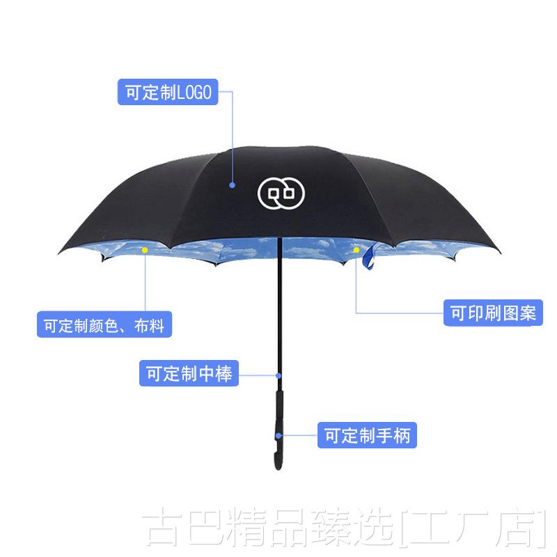 新款雨伞创意遮阳反向伞C型免持汽车雨伞防紫外线晴雨广告伞定制L